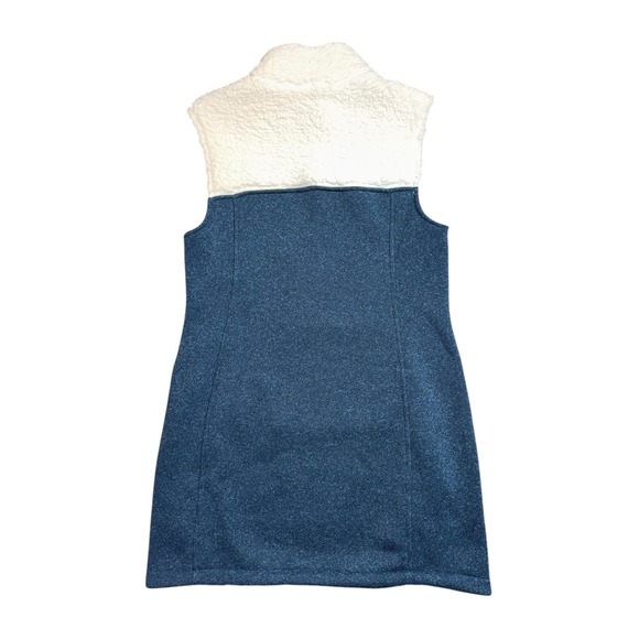 Title Nine Sherpa Fleece Snap Collar Vest Dress Blue Heathered Size Medium - Picture 2 of 11